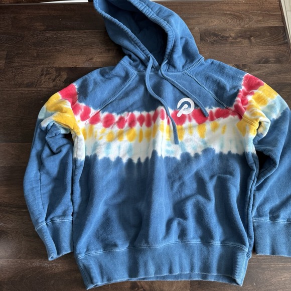 Spiritual Gangster Pelaton Collab Blue Tie Dye Hooded Sweatshirt Medium - Picture 1 of 10